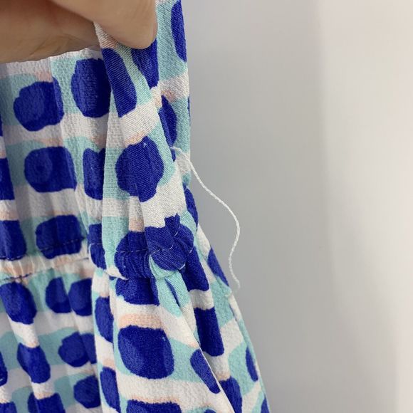 Kate Spade Shorts Romper Blue Seaside Stamp Sleeveless Belted Zip Up Medium - Picture 6 of 12